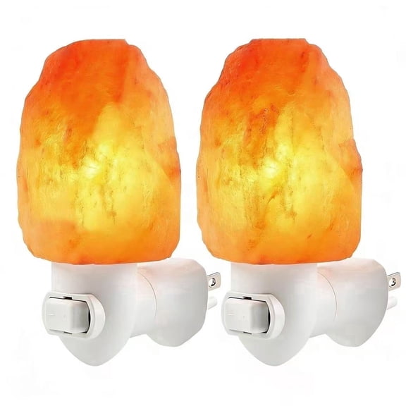 DAYBETTER Himalayan Salt Lamp Night Light Plug in, Salt Rock Hand Carved Natural Pink Himalayan Salt Lamps with Extra 2 Replacement Bulbs for Bedrooms Bathroom Decor, 2 Pack