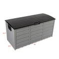 thumbnail image 4 of Hassch 75 Gallon Plastic Deck Box, Outdoor Storage Bin with Lockable Lid and Side Handle, Waterproof Patio Container with Wheels for Garden, Backyard, Black & Grey, 4 of 8