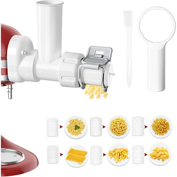 6 IN 1 Gourmet Pasta Attachment for KitchenAid Stand Mixer, Extruder Pasta Maker Attachment with 6 Different Shapes Outlet for KitchenAid Stand Mixer, Pasta Press Outlet Kitchenaid Mixer Accessories