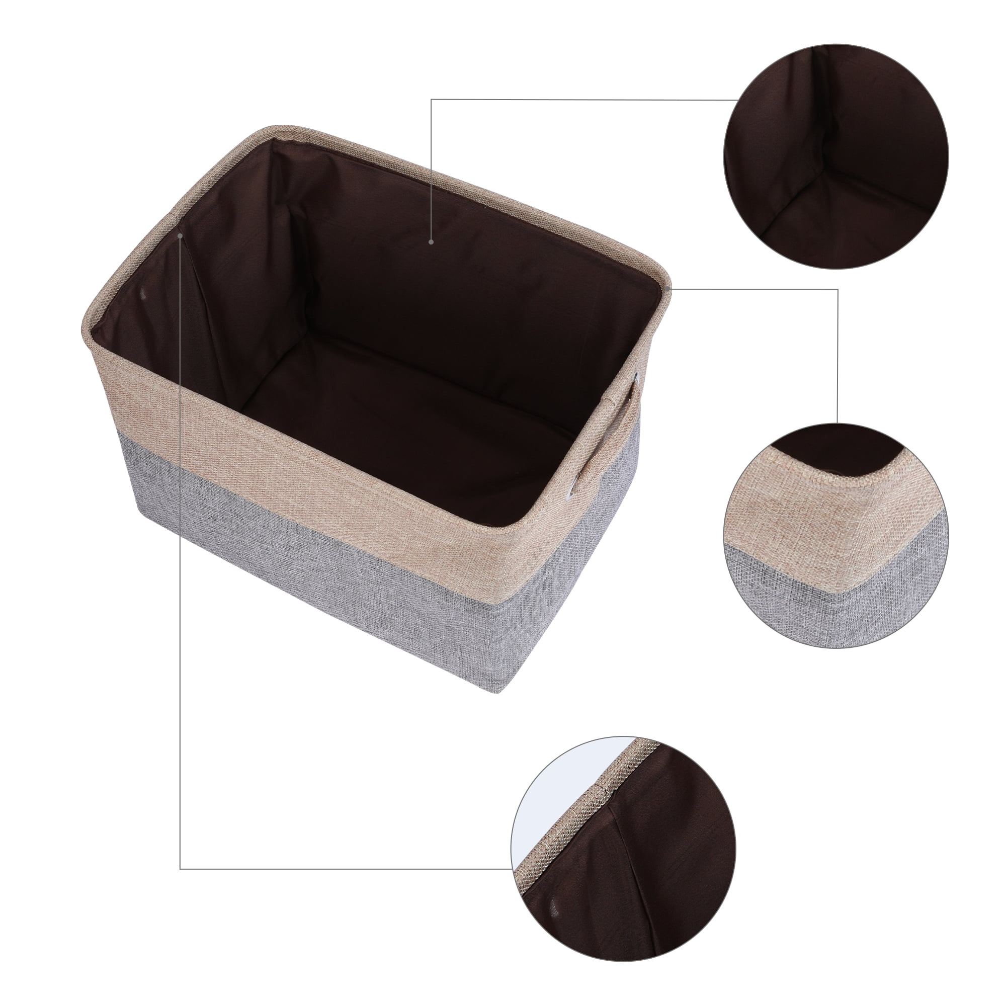 Unique Bargains Fabric Storage Bin with Handles 3 Pcs Gray-Brown 15*11*9.4in