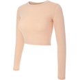 thumbnail image 2 of ORUYROP Women's Solid Long Sleeve Round Neck Crop T Shirt Top, 2 of 4