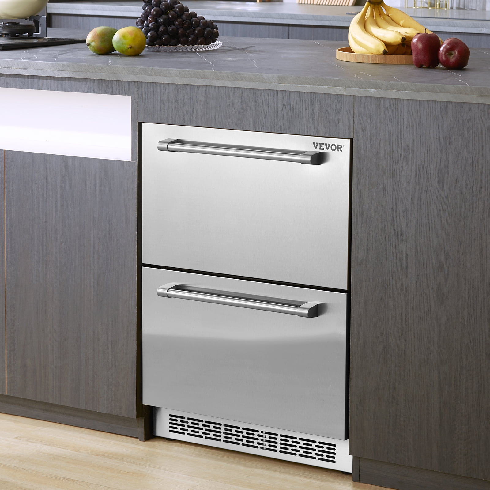 BENTISM Dual Drawer Refrigerator, Stainless Steel, 5.12 cu ft