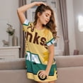 thumbnail image 3 of Easygdp Happy Thanksgiving Day Camisón de manga corta para mujer, informal, estampado, 3 of 6