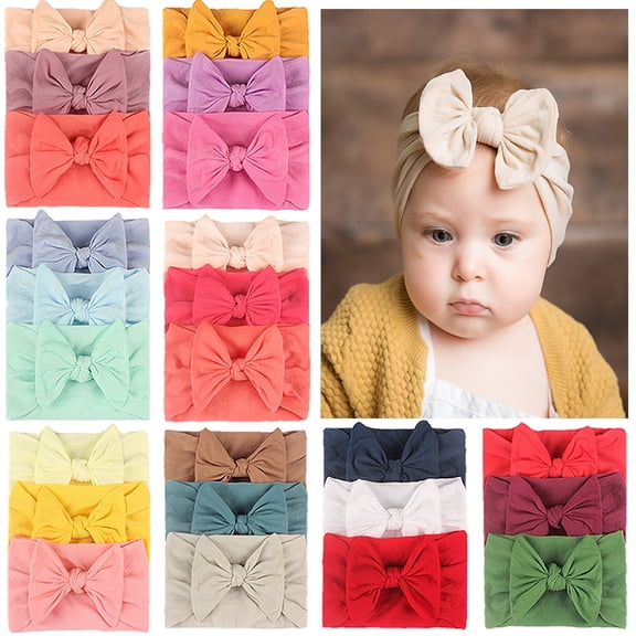 Yoyauz 3PCS Newborn Baby Girl Headband Bow Baby Headband Girl Spring-Summer 0-36 Months