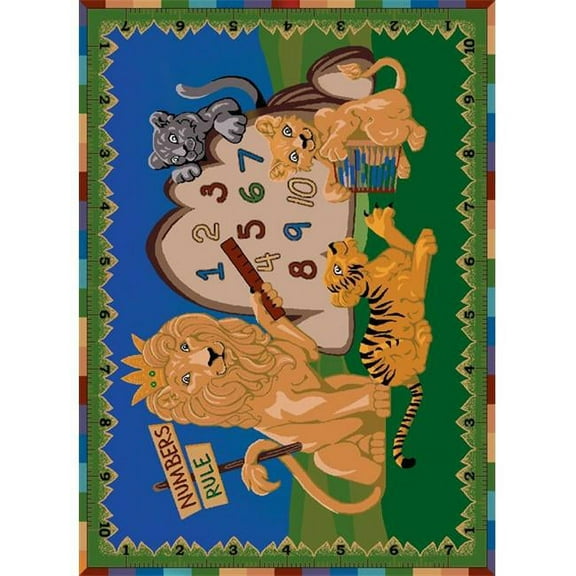 Number s Rule 5 ft.4 in. x 7 ft.8 in.  WearOn Nylon Machine Tufted- Cut Pile Educational Rug