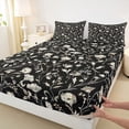thumbnail image 4 of Erosebridal Vintage Flower Queen Sheet Sets for Women, Black Beige Bed Set, 4 Pieces, 1 Flat Sheet 1 Fitted Sheet and 2 Pillowcases, 4 of 5