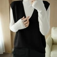thumbnail image 4 of AherBiu Sweater Vests for Women V Neck Sleeveless Pullover Knitted Tops Solid Color Basic Tank Sweaters, 4 of 5