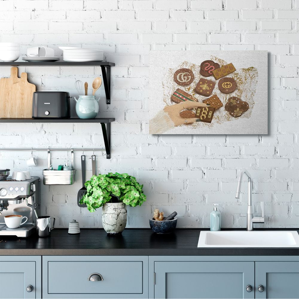 Stupell Industries Fashion Brand Candy Sample Gold Glam Design Canvas Wall Art by Ziwei Li