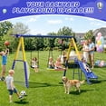 thumbnail image 5 of 5 in 1 Metal Swing Sets for Backyard, SHINPT Outdoor Kids Swing Set with Slide, Saucer Swing Seat, Belt Swing Seat, Basketball Hoop, Soccer Net, Heavy Duty Backyard Playground Set for Kids, 5 of 8