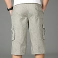 thumbnail image 4 of Men's Casual Twill Elastic Cargo Shorts Below Knee Relaxed Fit Multi-Pockets Capri Long Shorts 3/4 Outdoor Pants, 4 of 9