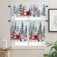 thumbnail image 2 of Christmas Kitchen Curtains and Valances Set, Red Xmas Gnome Farmhouse Pine Tree Forest Snowflakes Rod Pocket Window Valance Window Curtain Panels for Living Room Bedroom Laundry, 27.5x24in, 3 Pieces, 2 of 7