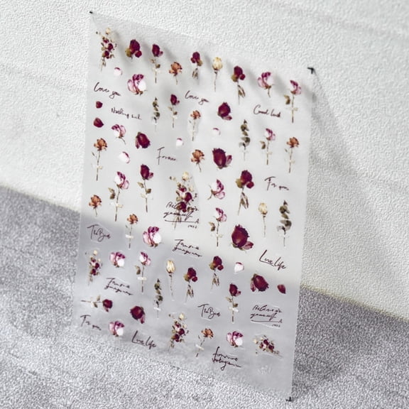 Dried Rose Flower Nail Sticker