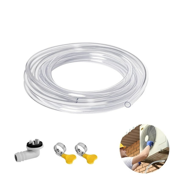 Universal Air Conditioner Drain Hose,QZS Air Conditioner Drains Kit with Hose Connector and Clamp for Window AC Mini Split Unit Parts
