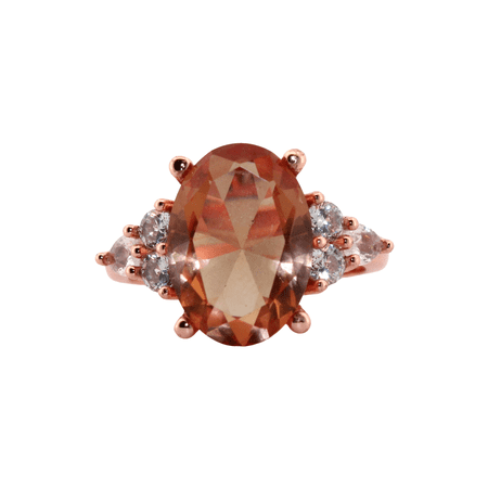 Oval Diaspore & Topaz Rose Gold Ring, size 6 083