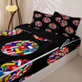 thumbnail image 3 of Manfei Soccer Sports Themed Zipper Queen Comforter Set with Fitted Sheet and 2 Pillowcases,Global Flag Zipper Bedding Set,Black,Black Reversible,4pcs, 3 of 8