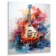 thumbnail image 2 of Designart "Fire Guitar Dry Watercolor painting II" Entertainment Metal Wall Art Prints, 2 of 5
