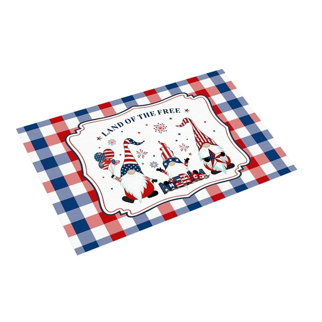 16x24IN Memorial Day Home Welcome Mat Dwarf Floor Mat Independence Day Welcome Mat Non-Slip Entrance Door Rugs Non Slip Doormat Rug with Rubber Backing for Farmhouse/Entryway/Home Entrance