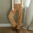 thumbnail image 5 of LIIPEE Womens Pants Casual Solid Color Full Straight-Leg Elastic Band Khakis Ladies Mid Waist Relaxed Fit Comfortable Breathable Soft Daily Pants With Pockets,M, 5 of 9