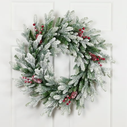 Northlight Real Touch™️ Flocked Snowcap Grove Fir Artificial Christmas Wreath - 24" - Unlit