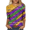 thumbnail image 2 of SOOMLON Mardi Gras Outfit for Women Tuesday Shirts Carnival Themed Party 3/4 Sleeve Outfits Funny Striped Graphic Tshirts Tunic Crewneck Tops New Orleans Holiday Blouses 2025 Multicolor XL, 2 of 5