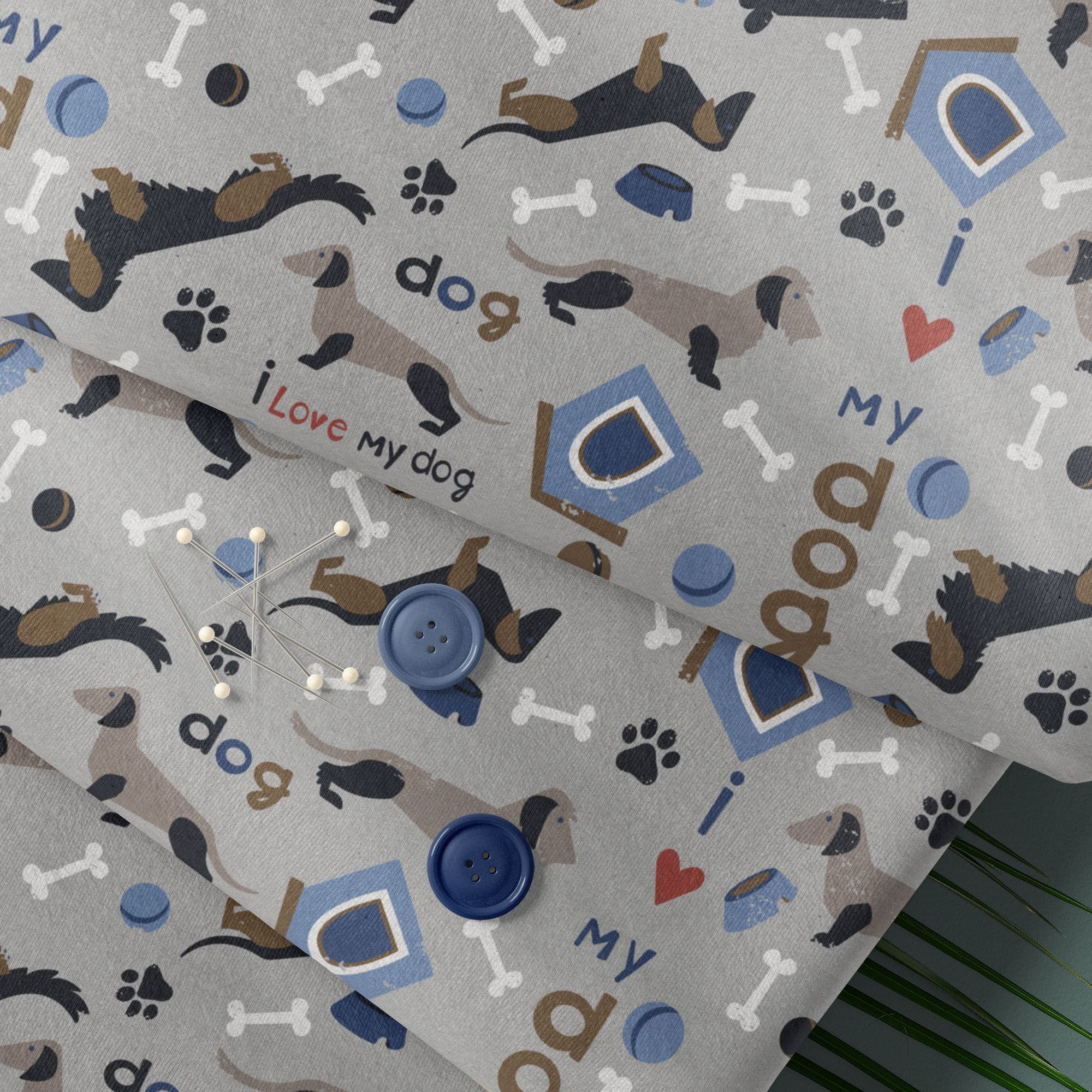 Mainstays 42" Light-weight Flannel Fabric Love My Dog by the Yard, Gray