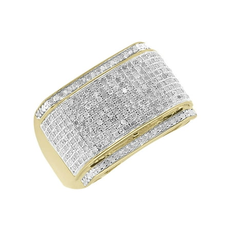 Diamond Pinky Ring - 10k Mens Yellow Gold Diamond Fashion Pinky Ring (1.0 ct)
