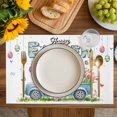 thumbnail image 4 of Easter Placemats Set of 8, Easter Eggs Spring Watercolor Country Bunny Tulip Flower Placemats for Dining Table, Place Mats for Kitchen Tabletop, Waterproof Wipeable Dining Table Mats Set, 4 of 9