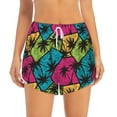 thumbnail image 2 of Xecao's Hawaii Palms for a double-layer running short for women, perfect for gym, tennis, and more, featuring a convenient pocket., 2 of 9