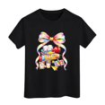 thumbnail image 3 of Kiijoy T Shirt Girls Short Sleeve Crew Neck T-Shirt Kids Graphic Tee Top, Black, Sizes 2-3, 3 of 3