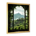 thumbnail image 2 of Designart "Window View of Japan Gardens I" Landscapes Framed Wall Art - Traditional Green Japan Entryway Framed Wall Art Print, 2 of 6
