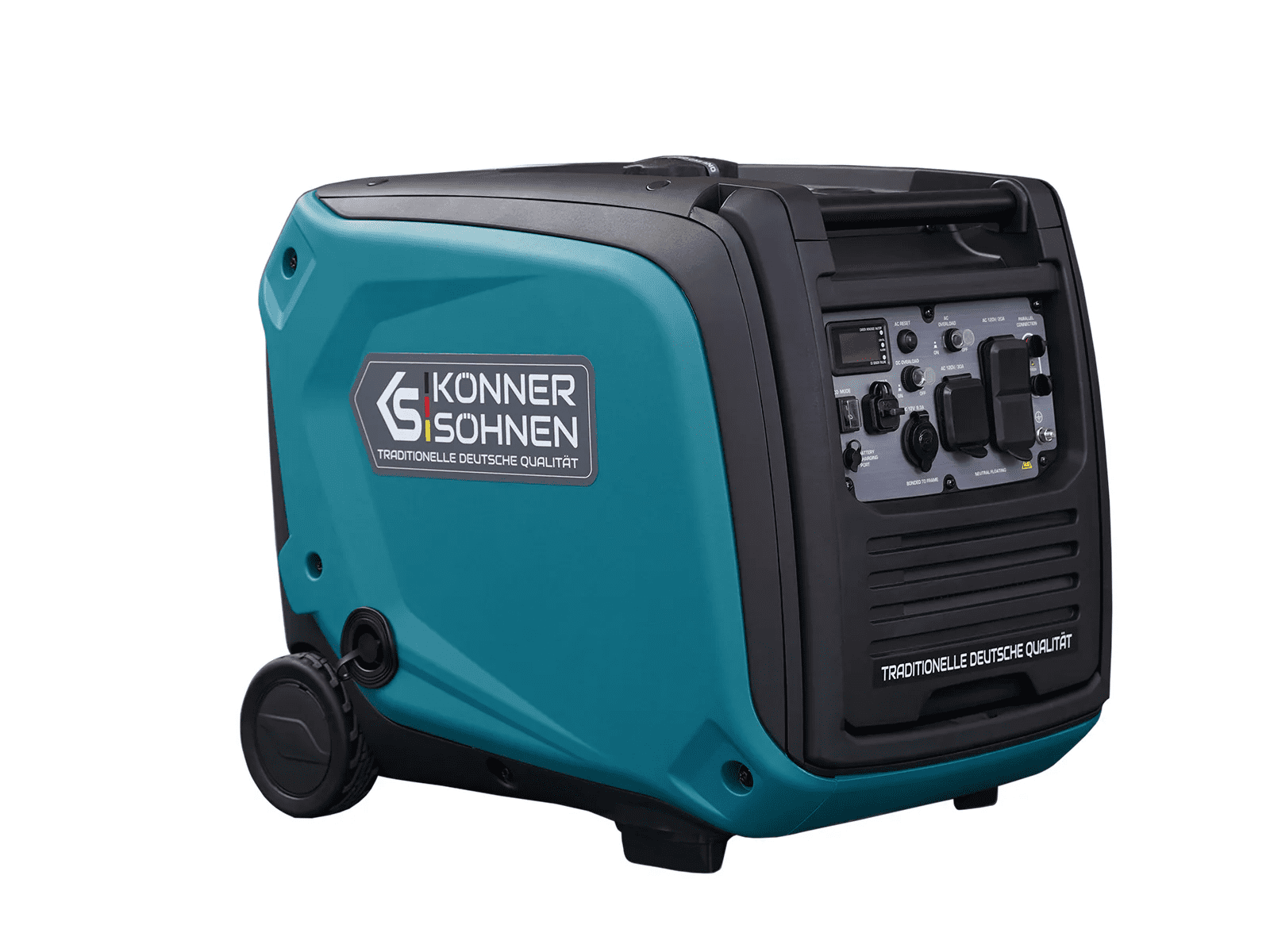 Konner & Sohnen 4000W Dual Fuel Generator Portable LPG/Gasoline 120V USB Quiet Parallel Ready Foldable Handle and Wheels Outdoor Camping Home Backup