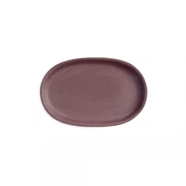 Platillo elíptico de arcilla morada for plantas, ideal for jardinería doméstica, bandejas de goteo de 5.9 pulgadas