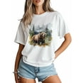 thumbnail image 3 of Women's T-Shirt Forest Animal Nature Bear Short Sleeve Casual Tee Classic Crew Neck T Shirt for Women White, XS, 3 of 7