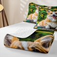 thumbnail image 4 of Manfei Corgi Dog Lover Quilt Full, Kawaii Animal Full Bedspread Sets, Yellow Green, 3 Pieces, 1 Coverlet and 2 Pillowcases, 4 of 7