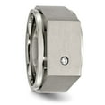 thumbnail image 5 of Auriga Fine Jewelry Men's Titanium Brushed and Polished CZ Men's Square Signet Ring Size 11, 5 of 6