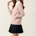 thumbnail image 5 of BXJX Girls Knit Cardigan Sweaters, Long Sleeve Cotton Button Down School Uniform Casual Cardigans with Pockets Beige Size 13-14 T, 5 of 6