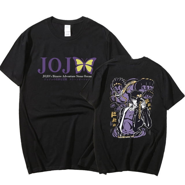 JOJO's Bizarre Adventure Camiseta de manga corta con estampado de Anime japonés Jotaro cuello redondo holgada informal divertida de algodón Unisex