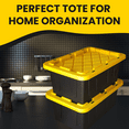 thumbnail image 3 of Juggernaut Storage 5 gal. Plastic Storage Tote, Black/Yellow (Set of 4), 16.5 x 16.25 x 12.6 inches, 3 of 7