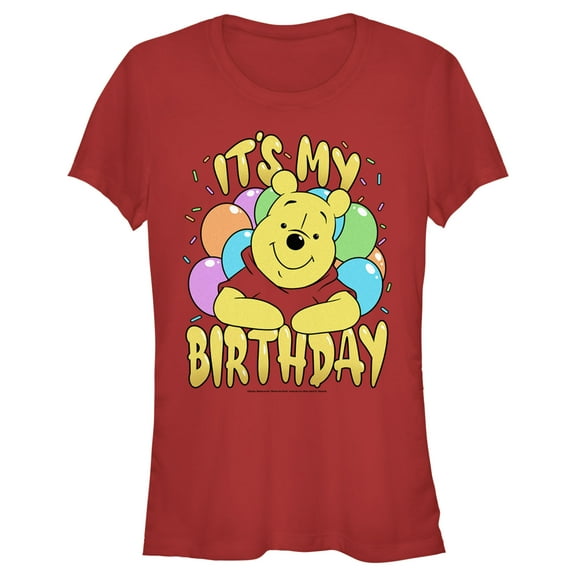 Junior's Winnie the Pooh It's My Birthday Graphic Tee Red 2X Large