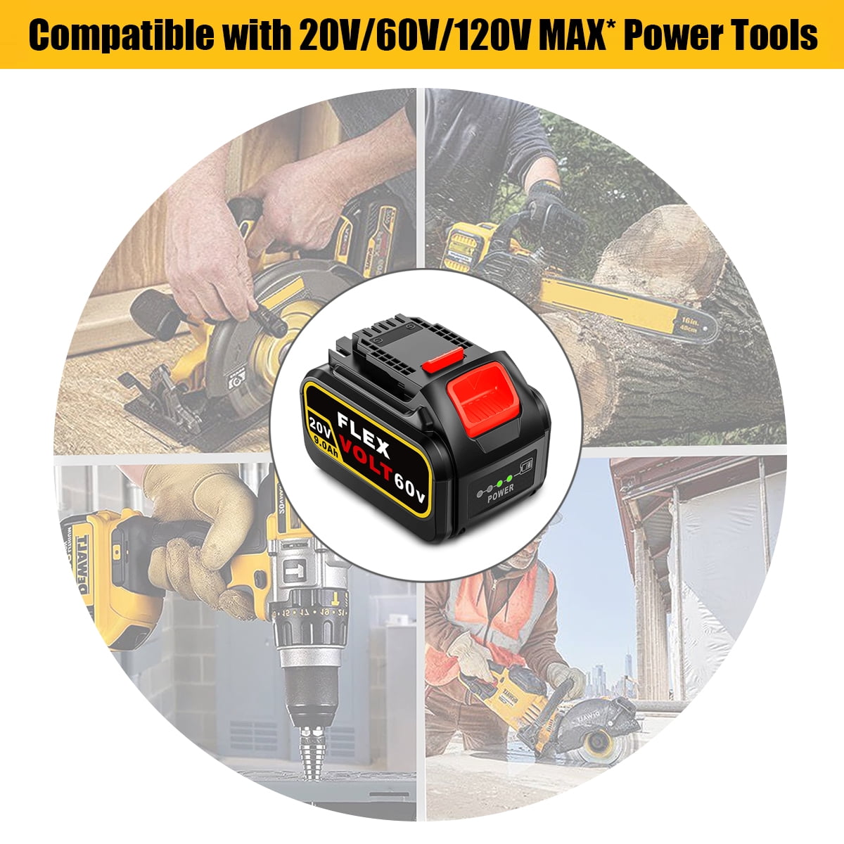 2 Pack 20v/60v 9Ah DCB606-2 DCB609-2 Battery for DEWALT 20v 60v Max 9Ah DCB609 6Ah DCB606 Flexvolt Battery 20V Max XR 8Ah DCB208-2 6Ah DCB206-2 5Ah DCB205-2 4Ah DCB204-2 Lithium-ion Battery