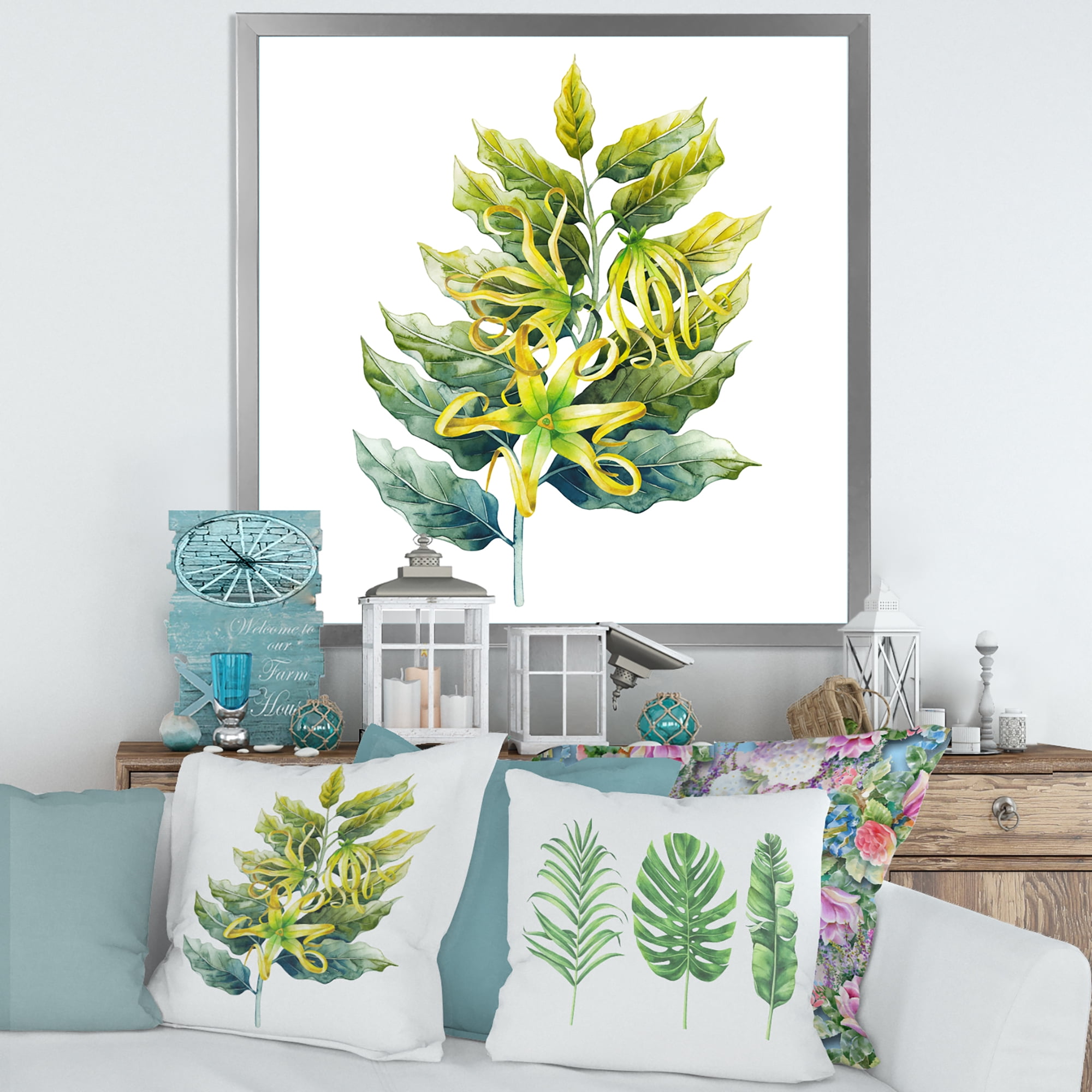 Designart 'Ylang Ylang Flower On White' Traditional Framed Art Print