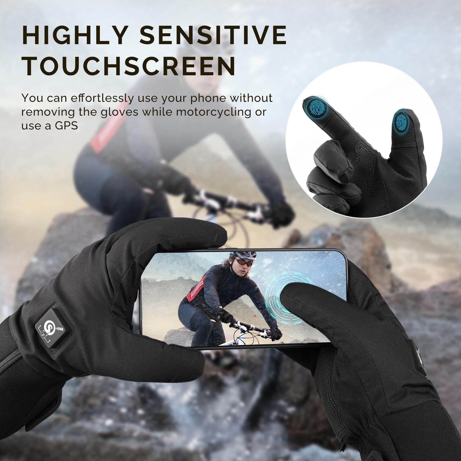 SNOW DEER Upgraded Heated Gloves Men Women,Ski Motorcycle Electric Battery Mittens Gloves