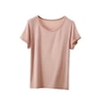 thumbnail image 2 of ClodeEU Women's Short Sleeve Scoop Neck Loose T-Shirt,Solid Color Casual Summer Tee Beige,Women's Plus L, 2 of 5