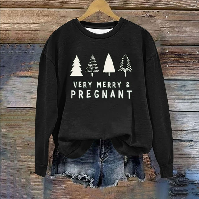 Birdeem Women's Round Neck Christmas Printed Letters Loose Long Sleeve Fashion Sweatshirt