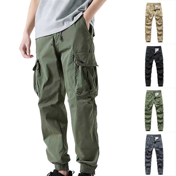 FRSASU Men's Outdoor Cargo Pant Lightweight Tactical Pant Hiking Jogger Classic Fit with Multi Pockets Khaki