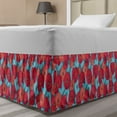 thumbnail image 1 of Floral Bed Skirt, Spring Love Themed Blooming Poppies, Elastic Bedskirt Dust Ruffle Wrap Around for Bedding Decor, 4 Sizes, Dark Coral Sky Blue, by Ambesonne, 1 of 2