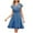 Blue, variant on Womens Square Neck Puff Sleeve Ruffle Trim Mini Dress Flowy Breathable Summer Beach Picnic Dress Green S