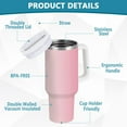 thumbnail image 2 of Yayeee 40oz Stainless Steel Tumbler with Straw and Handle Double-Wall Insulated Travel Water Bottle, Light Pink Gradient, 2 of 8