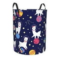thumbnail image 2 of Fotbe Laundry Hamper With Durable Leather Laundry Basket Lama In Space Thickened Waterproof Round Collapsible Laundry Hamper, Dirty Clothes Laundry Basket, 2 of 8