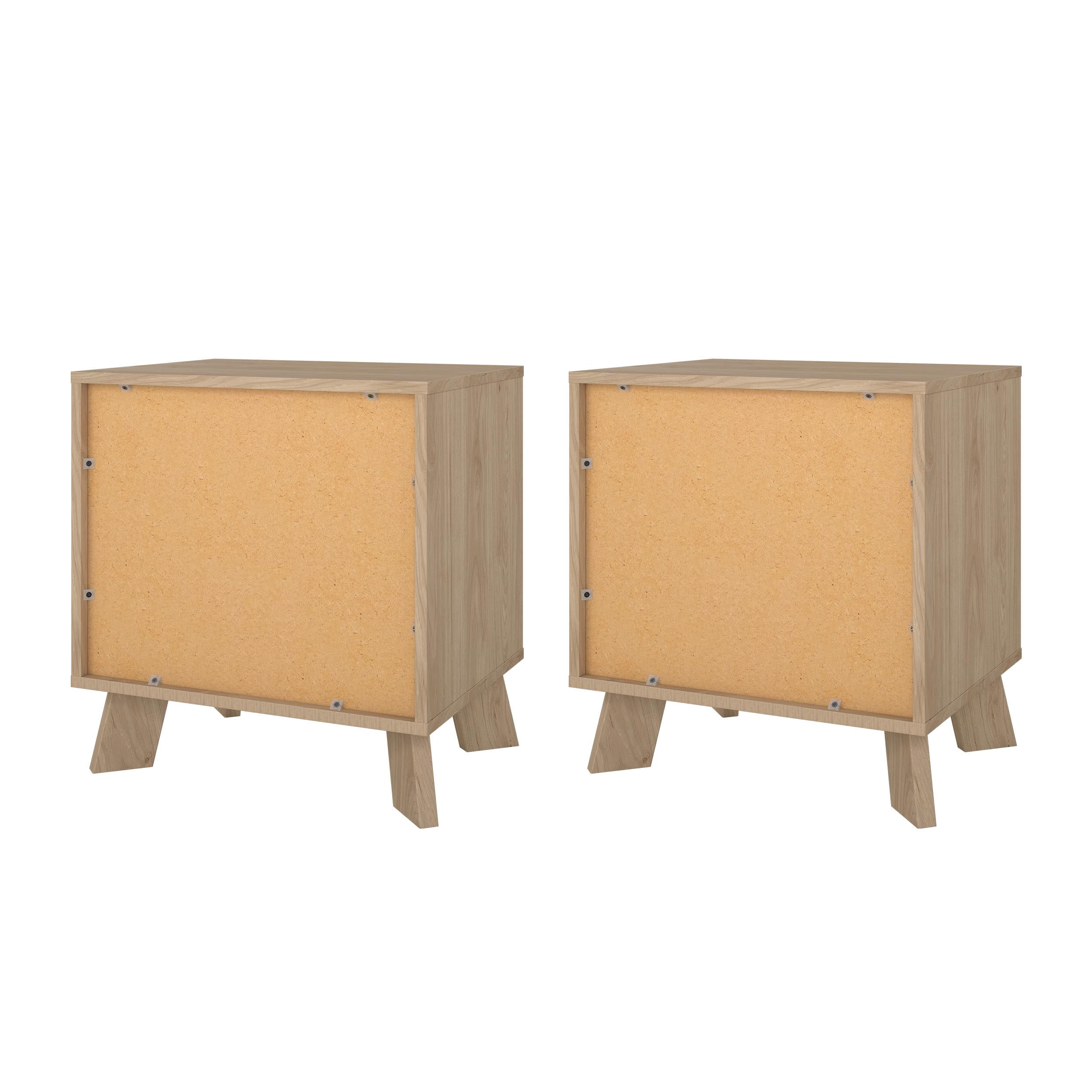 Tvilum Ikast 2 Drawer Jackson Hickory and White Nightstand - Set of 2